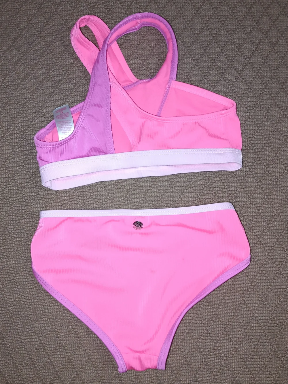 Girl's Justice Pink And Purple Neon  Swimsuit